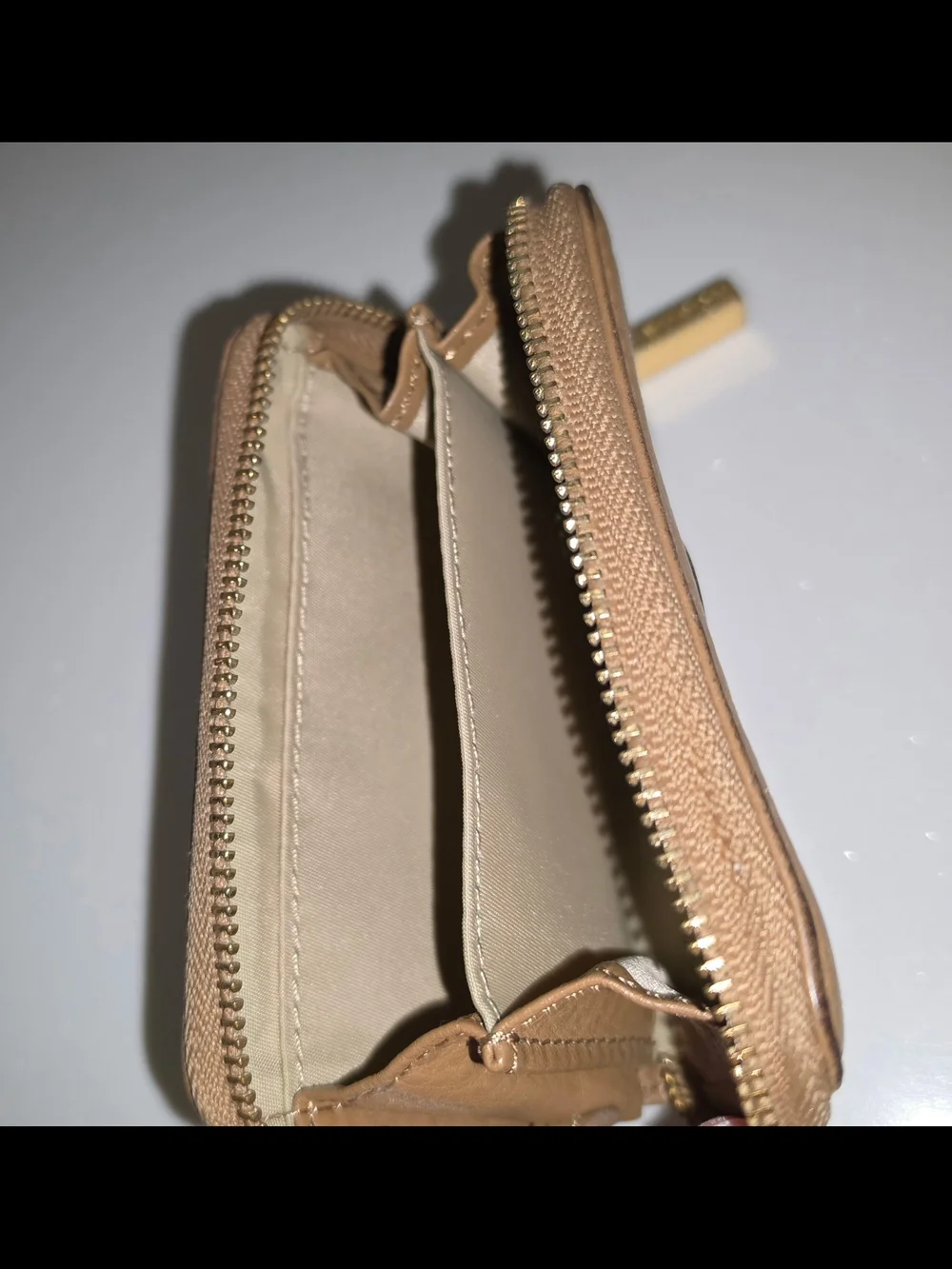 Tory Burch Brown Leather Zip Key Case